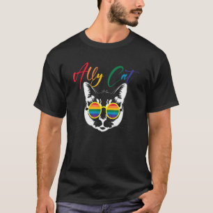T-shirt Ally Cat Rainbow Lunettes de soleil Gay pride