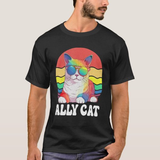T-shirt Ally Cat Straight LGBT Supporter Gay Pride Ally Ra (Devant)
