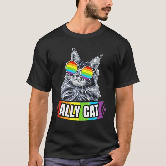 T-shirt Ally Cat Straight LGBT Supporter Gay Pride Ally Ra (Devant)