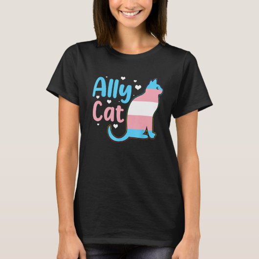 T-shirt Ally Cat Transgender Pride  Cat Kitten LGBT Trans  (Devant)