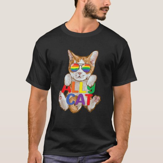 T-shirt Ally Chat Lgb Gay Rainbow Pride Drapeau Kitten Boy (Devant)