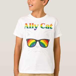 T-shirt Ally Chat Lunettes de soleil Gay Rainbow Pride Sou