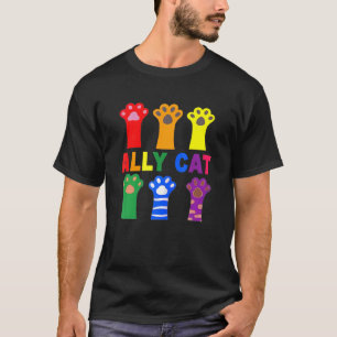 T-shirt Ally Chat Purride Paw Rainbow Chat Lgbt Gay pride