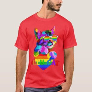 T-shirt Ally chat rainbow flag coeur pour LGBT gay et lesb