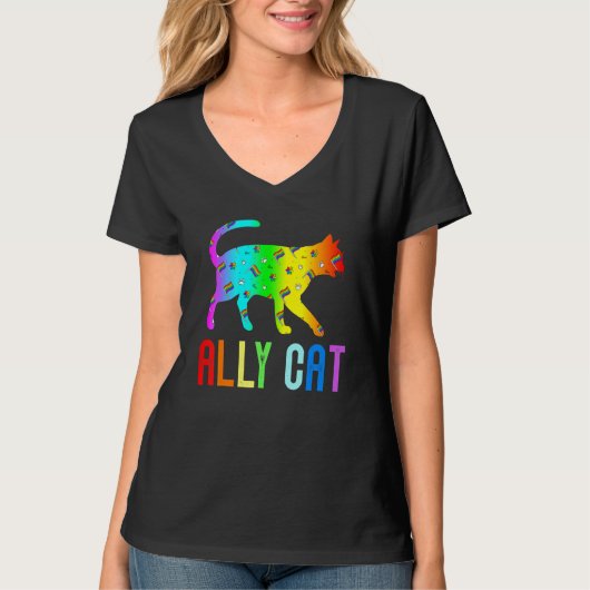 T-shirt Ally Chat Rainbow Lunettes de soleil Lgbt Gay Lesb (Devant)