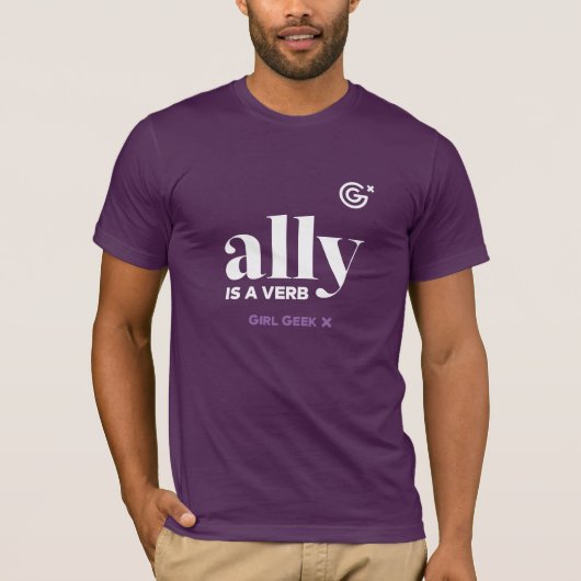 T-shirt Ally est un verbe - Logo blanc sur les mauviettes  (Devant)