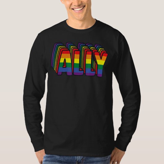T-shirt Ally Retro esthétique Lgbtq Rainbow Pride (Devant)