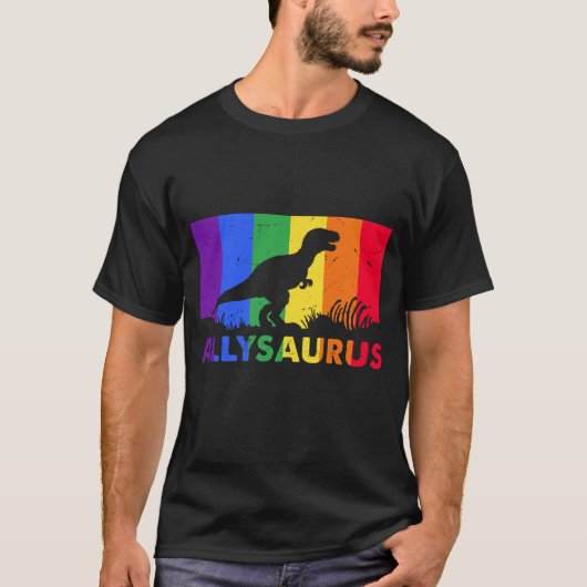 T-shirt Ally Saurus, Chemise Rainbow Pride, Fierté (Devant)
