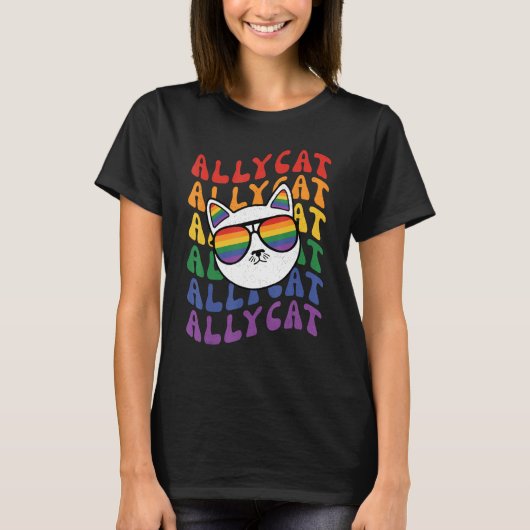 T-shirt AllyCat  Ally Cat Gay Pride Rainbow Sunglasses LGB (Devant)
