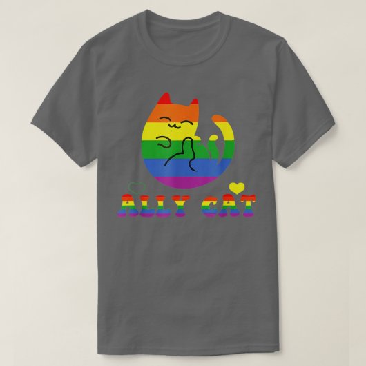 T-shirt Allycat LGBT Prith Mois Chat Avec Ally Pride Rainb (Design devant)