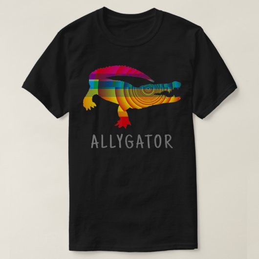 T-shirt Allygator LGBT Ally Rainbow Flag Alligator Pride L (Design devant)