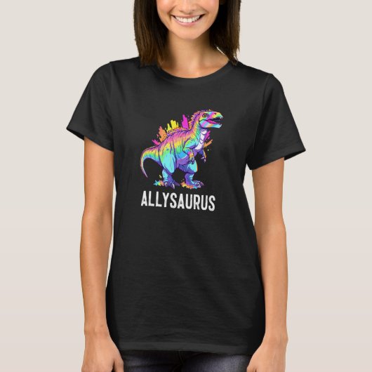 T-shirt Allysaurus Dinosaur Funny Dino Rainbow Equality LG (Devant)