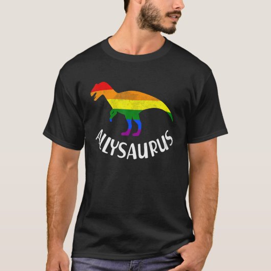 T-shirt Allysaurus LGBTQ Pride Dinosaure arc-en-ciel pour (Devant)