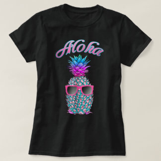 T-shirt Aloha Ananas Tropical Avec Lunettes De Soleil