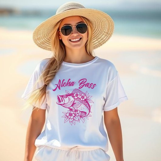 T-shirt Aloha Basse Pêcheur Style rose