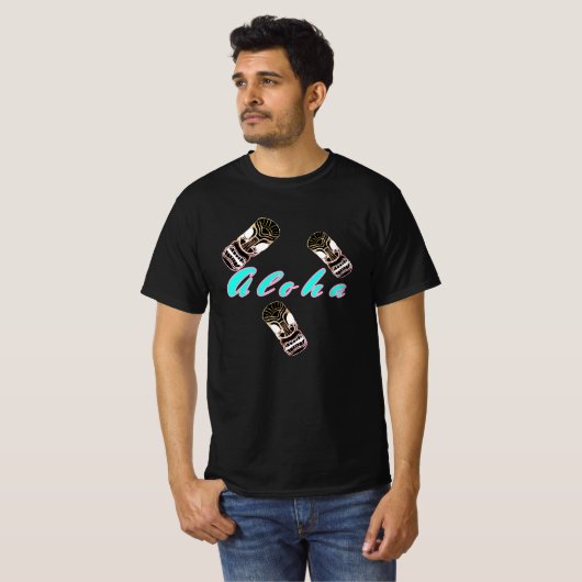 T-shirt Aloha Bouncing Tiki Masks (Devant entier)