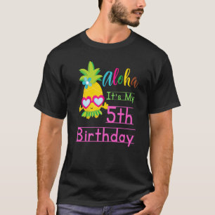 T-shirt Aloha C'est mon 5e anniversaire Hawaii Girls Lunet