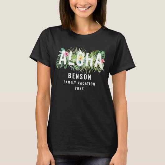 T-shirt Aloha coutume tropicale de vacances de famille de (Devant)