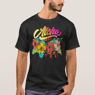 T-shirt Aloha de Hawaii Cute Hibiscus Fleurs Aloha Zip
