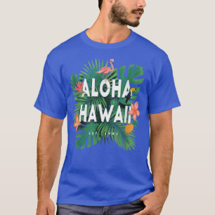 T-shirt Aloha Hawaii Hawaii Flamant rose d'État de l'île H