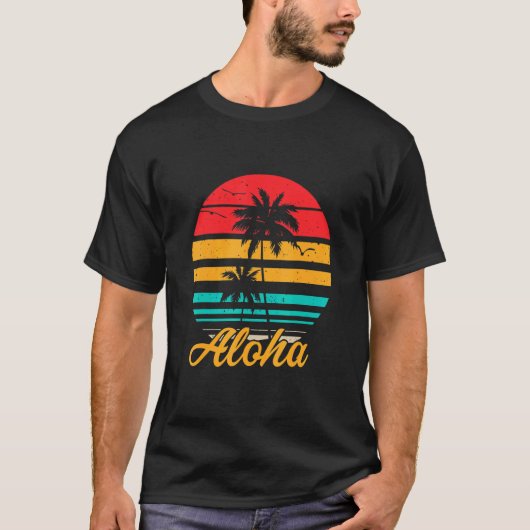 T-shirt Aloha Hawaii Hawaii Île Hawaii Style Rétro Palmier (Devant)