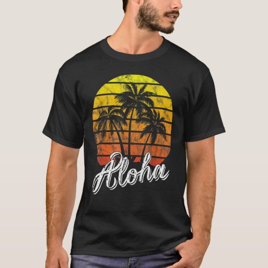T-shirt Aloha Hawaii Hawaiian Beach Summer Vacation Sunset (Devant)