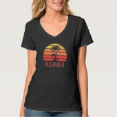 T-shirt Aloha Hawaii Hawaiian Island Palm Trees Beach Surf (Devant)