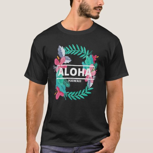 T-shirt Aloha Hawaii  Hibiscus Flowers  Aesthetic Design   (Devant)