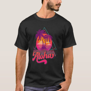 T-shirt Aloha Hawaii Palm Tree Surf Beach 80s Vac