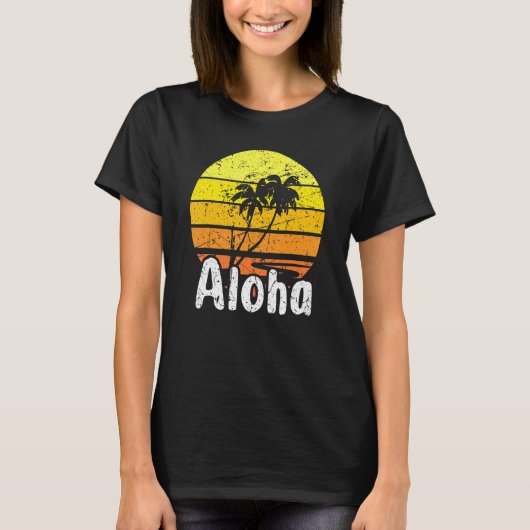 T-shirt Aloha Hawaii Surf Retro Sunset 2 (Devant)