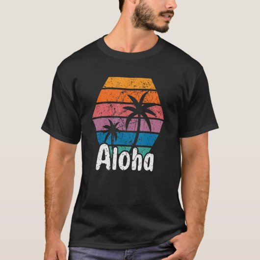 T-shirt Aloha Hawaii Surf Retro Sunset 21 (Devant)