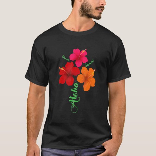 T-shirt Aloha Hawaii Vacances Mignonnes Avec Fleurs Hawaii (Devant)