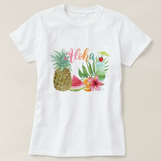 T-shirt Aloha Hawaiian Aineapple Tropical Femmes (Design devant)
