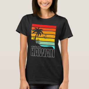 T-shirt Aloha Hawaiian Beach Palm Trees Summer Retro Honol