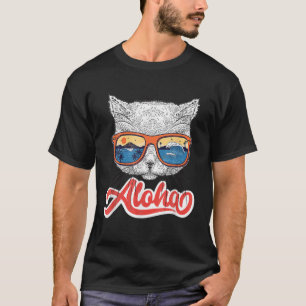 T-shirt Aloha Hawaiian Chat Lunettes de soleil Drôle Cute