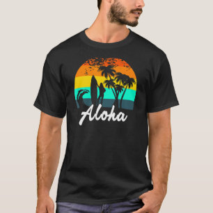 T-shirt Aloha Hawaiian Hawaii Island Palm Beach Surf board