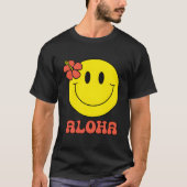 T-shirt Aloha Hawaiian Hibiscus Jaune Joyeux Visage mignon (Devant)