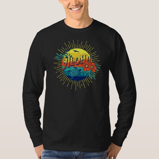 T-shirt Aloha Hawaiian Island Tortues de mer Fleurs Aloha  (Devant)