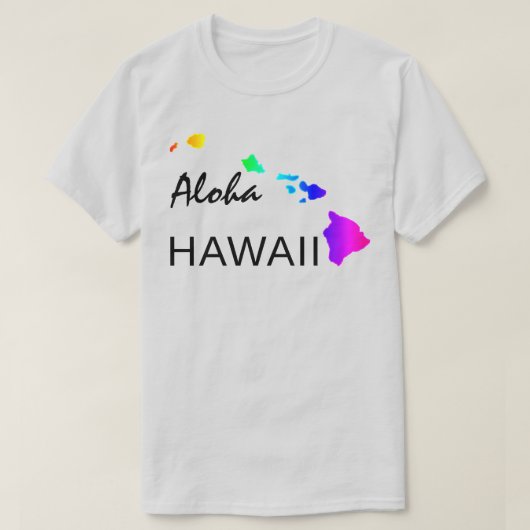 T-SHIRT ALOHA - ÎLES HAWAII NEON RAINBOW (Design devant)
