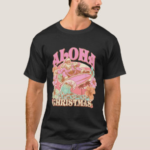 T-shirt Aloha Noël Père Noël Surfant Hawaïen Mele