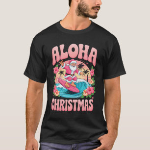 T-shirt Aloha Noël Père Noël Surfant Hawaïen Mele