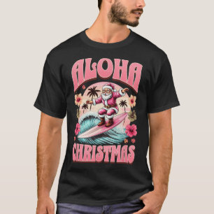 T-shirt Aloha Noël Père Noël Surfant Hawaïen Mele