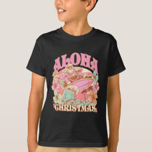 T-shirt Aloha Noël Santa Claus Surfant Hawaïen Mele