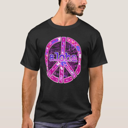 T-shirt Aloha Peace Sign Pink Design (Devant)
