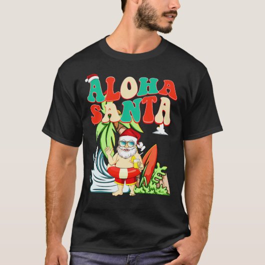 T-shirt Aloha Père Noël Surfing Père Noël En Juillet (Devant)