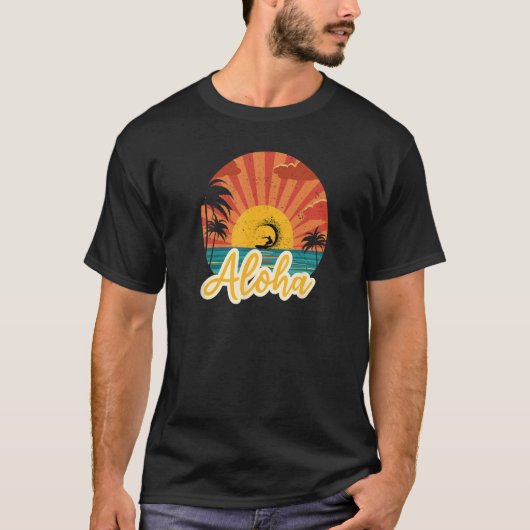 T-shirt Aloha Retro sunset aloha tee (Devant)