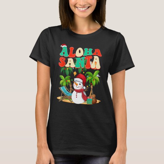 T-shirt Aloha Santa Funny Christmas in July (Devant)