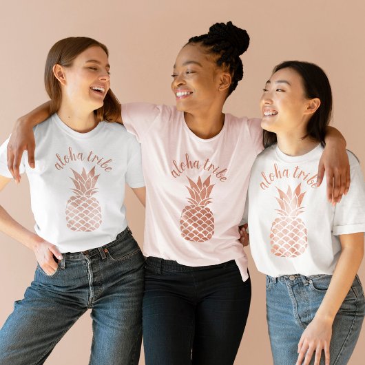 T-shirt Aloha Tribe Hawaii Rose d'ananas Gold Bridesmaid