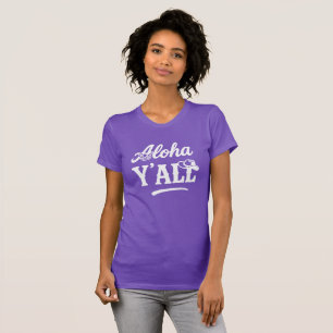 T-shirt Aloha Y'all Hawaii Texas Drôle Graphique Violet
