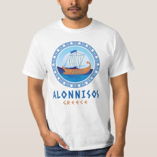 T-shirt Alonnisos, Grèce Conception de bateau grec Hommes